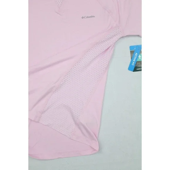 Columbia Women Maplegate Light Pink Short Sleeve Shirt M Active Fit Omni Wick - Picture 7 of 13